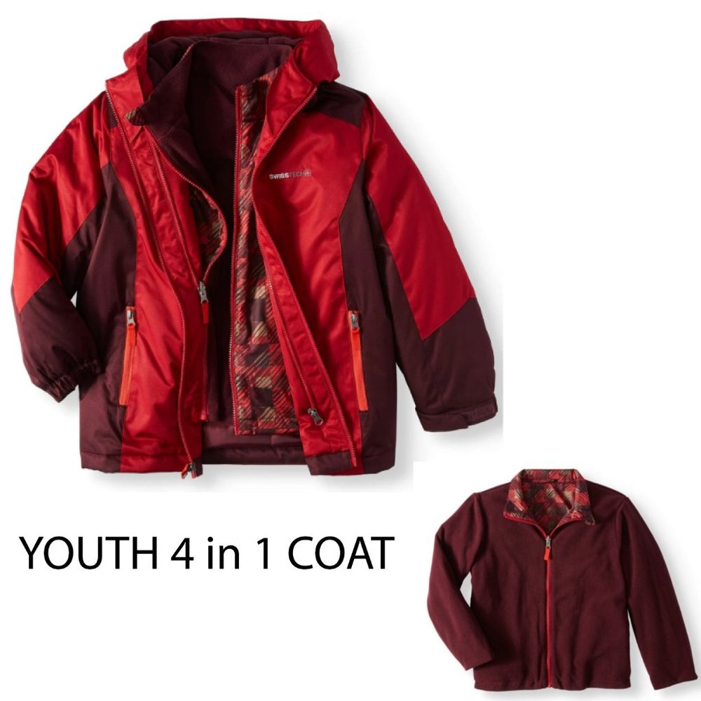 Swiss Tech 4-1 System Jacket Reversible Liner NWOT Red Maroon Youth XL 14/16 YXL